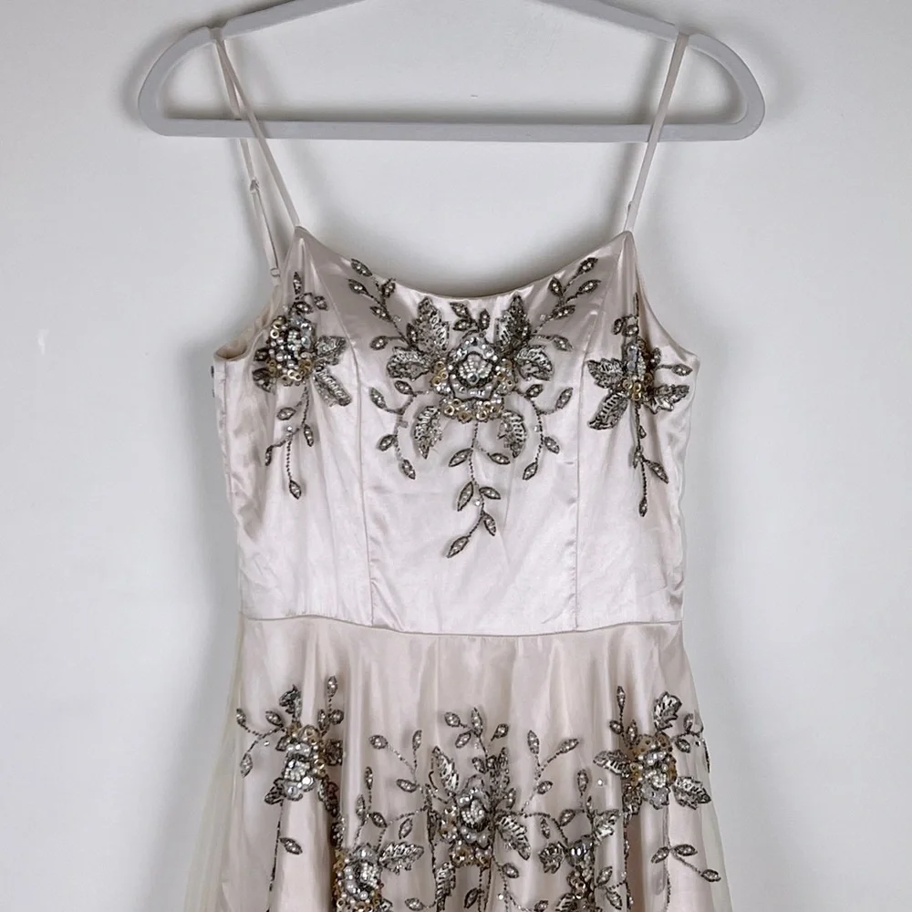 Sue Wong Nocturne Old Hollywood Coquette Fit & Flare Tulle Beaded Midi Dress 8 - Picture 4 of 14